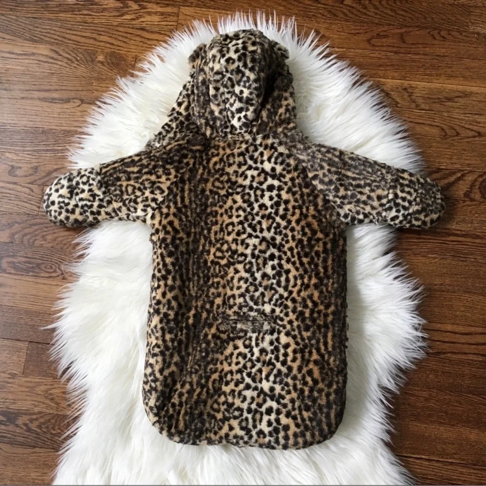 Carters 0 6 Month Leopard Cheetah Bunting Snowsuit Ear Hood Soft Faux Fur